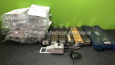 Mixed Lot Including 7 x Instrument Trays, 1 x Gyrus ACMI Footpedal and 12 x Biomet Ref 4161 Optivac 5 Sets *All Out of Date*