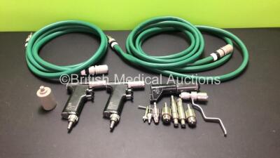 Job Lot Including 2 x Synthes Compact Air Drive II 511.701 Surgical Handpieces with 7 x Attachments and 2 x Air Hoses