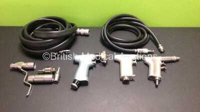 Job Lot Including 1 x MicroAire 7205-200 Handpiece, 1 x Hall Wire Driver 100 5053-13 Handpiece, 1 x Unknown Handpiece, 2 x Air Hoses and 3 x Swiss Attachments (511.791 - 511.785 - 511-761)