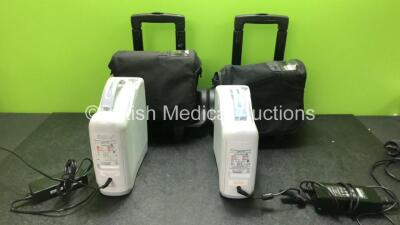 2 x Inogen One G2 Oxygen Concentrator Units with 2 x AC Power Supplies in Carry Cases (Both Power Up)