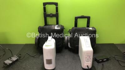 2 x Inogen One G2 Oxygen Concentrator Units with 2 x AC Power Supplies in Carry Cases (Both Power Up)