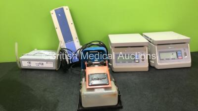 Mixed Lot Including 1 x Teasdale Pump, 1 x Linak CHJ200009130J081 Battery, 1 x Ambu Footswitch, 1 x Miscellaneous Footswitch and 2 x Digi DS-676 Scales