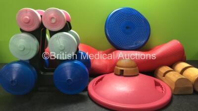 Job Lot of Gym Accessories Including Dumbells and Training Matt *GH*