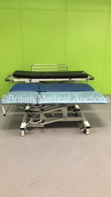 2 x Plinth 2000 Hydraulic Patient Examination Couches (Hydraulics Tested Working) and 1 x Wardray Patient Trolley (Hydraulics Faulty)