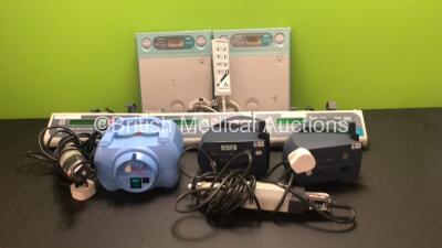 Mixed Lot Including 2 x FujiFilm 24x30cm Type CC FCR IP Cassettes, 3 x Graseby 3100 Syringe Pumps, 2 x Pari TurboBOY SX Nebulizers, 1 x Medix Turboneb 2 Nebulizer, 2 x DeSoutter Cast Cutters, 1 x Anetic Aid Controller, 2 x Maquet 1001.6000 Arm Supports an