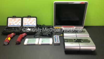 Mixed Lot Including 2 x ResMed S9 AutoSet CPAP Units with H5i Humidifiers, Vidacare EZ-I Power Drivers ( 1 x Damaged Battery Casing) in Cases, 1 x Toshiba TA700 Monitor, 4 x DC Power Supplies for LSUs and 2 x Maquet 64 87 180 Battery Modules *21415114 - 2