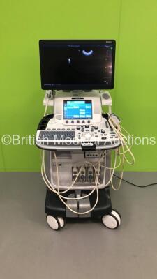 GE Logiq E9 (95640020274) Flat Screen Ultrasound Scanner Ref 5205000-9 *S/N 200218US6* **Mfd 2015** Software Version R6 Revision 2.0 with RIC5-9-D Ref H48651MS *Mfd 09/2002* / C1-6-D Ref 5418916 *Mfd 02/2016* / 9L-D Ref 5194432 *Mfd 10/2015* and L8-18i-D 