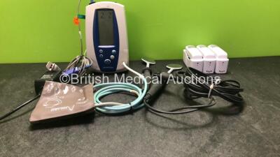 Mixed Lot Including 1 x Welch Allyn Spot Vital Signs Monitor with 1 x AC Power Supply, 1 x SpO2 Finger Sensor and 1 x BP Hose and Cuff (Powers Up with Damaged Screen-See Photo) 1 x Philips M1742A Internal Paddle and 3 x Welch Allyn Braun Thermoscan PRO 60