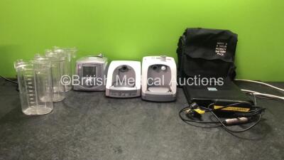 Mixed Lot Including 4 x Serres Cups, 1 x Fisher & Paykel Ref ICONAK Auto CPAP (Powers Up) 1 x Fisher & Paykel Ref HC604AEK CPAP Humidifier Unit (Powers Up) 1 x Fisher & Paykel HC221 CPAP Humidifier Unit (Powers Up) 1 x Mobility Battery *SN 020730024526, 1