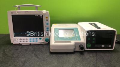 Mixed Lot Including 1 x Datex Ohmeda Type F-FMW-01 Patient Monitor with 1 x SM201 Battery (Powers Up) 1 x B & D Electromedical Nippy ST+ Ventilator (Powers Up) 1 x HME Life Pulse Monitor (Powers Up with Damaged Casing-See Photos) *SN 6663693, 98024142, 2