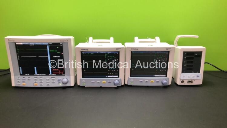 Job Lot Including 1 x Datascope Passport 2 Patient Monitor Including ECG, SpO2, CO2,T1, IBP 1, IBP 2 and Printer Options (Powers Up) 2 x Mindray Datascope Trio Patient Monitors (Both Power Up with 1 x Casing Damage and 1 x Mindray Duo Monitor (Powers Up w