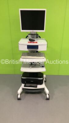 Stack Trolley with Fujitsu Monitor and Canon Printer