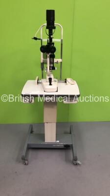 TopCon SL-3C Slit Lamp with 2 x 10x Eyepieces on TopCon Table (No Power - No Light - Damage to Lock Plates and Power Cable - See Pictures)