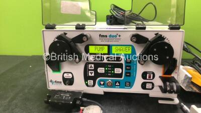 Mixed Lot Including 1 x FMS Duo+ Arthroscopy Fluid Management System with Integrated Shaver Unit with 2 x FMS Connect Interface Cables (Powers Up) 1 x Artro Care Foot Pedal and 1 x Smith & Nephew Foot Pedal *SN 1123F5777, E14A30315, E13A30297* - 2