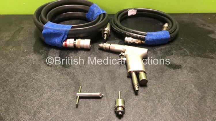 1 x Swiss Surgical Drill with 2 x Hoses, 1 x Chuck Key and 2 x Attachments
