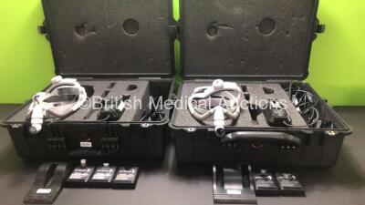 2 x ETL Integra LED Headlight Systems with Batteries Chargers and Power Supplies in 2 x Cases