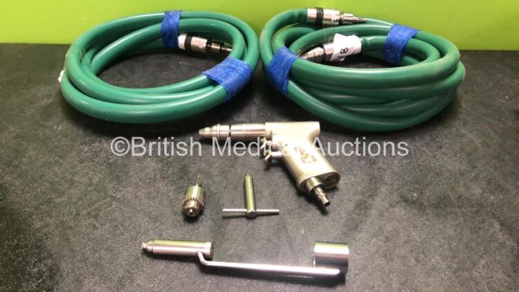 1 x Swiss Surgical Drill with 2 x Hoses, 1 x Chuck Key and 2 x Attachments