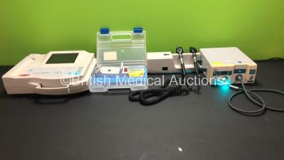 Mixed Lot Including 1 x GE Mac 1200 ECG Machine, 1 x Welch Allyn 767 Series Transformer with 2 x Attachments, 1 x CME McKinley BodyGuard 545 Epidural Pump with Charger in Case and 1 x Ohmeda BiliBlanket Plus High Output Phototherapy System (All Power Up) 