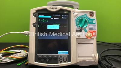 Philips Heartstart MRx Defibrillator Including Pacer, ECG, BP, Temp and Printer Options with 1 x Philips M3539A Battery, 1 x Philips M3538 Module, 1 x Paddle Lead and 1 x 3 Lead ECG Lead, - 2