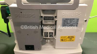 Philips Heartstart MRx Defibrillator Including Pacer, ECG, BP, Temp and Printer Options with 1 x Philips M3539A Battery, 1 x Philips M3538 Module, 1 x Paddle Lead and 1 x 3 Lead ECG Lead, - 4