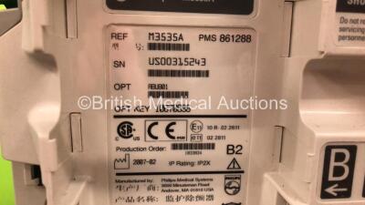 Philips Heartstart MRx Defibrillator Including Pacer, ECG, BP, Temp and Printer Options with 1 x Philips M3539A Battery, 1 x Philips M3538 Module, 1 x Paddle Lead and 1 x 3 Lead ECG Lead, - 5