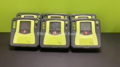 6 x Zoll AED Pro Defibrillators (All Untested Due to No Batteries, All Damaged Screens, 1 x Missing Battery Housing - See Photos)