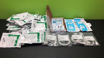 Job Lot Including 28 x Philips Infant Electrode Pads M3717A, 2 x Philips Infant-Child FR2 M3870A Electrode Pads, 1 x Cardiac Science Child-Infant Electrode Pads 9730 (All Pads out of date) and 4 x Mindray SpO2 Interface Cables in Packing