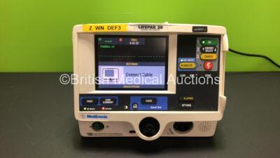 Lifepak 20 Defibrillator / Monitor Including ECG and Printer Options (Powers Up with Service Light and Casing Damage - See Photo)