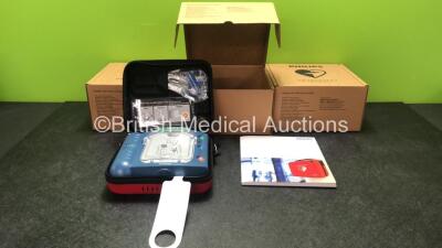 3 x Philips Heartstart HS1 Defibrillators with 3 x Philips Ref M5070A Batteries *Install Dates - 11-2026, 11-2026, 11-2026* with 3 x Philips M5071A Smart Pads Cartridge *Use By Dates- 07-2023. 07-2023, 07-2023* (All Power Up and Boxed in Excellent Conditi