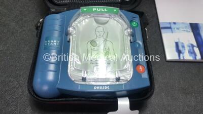 3 x Philips Heartstart HS1 Defibrillators with 3 x Philips Ref M5070A Batteries *Install Dates - 11-2026, 11-2026, 11-2026* with 3 x Philips M5071A Smart Pads Cartridge *Use By Dates- 07-2023. 07-2023, 07-2023* (All Power Up and Boxed in Excellent Conditi - 2