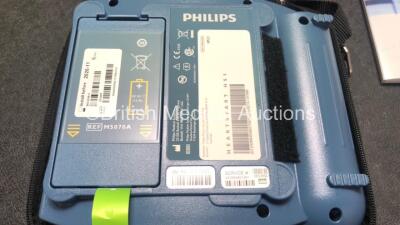 3 x Philips Heartstart HS1 Defibrillators with 3 x Philips Ref M5070A Batteries *Install Dates - 11-2026, 11-2026, 11-2026* with 3 x Philips M5071A Smart Pads Cartridge *Use By Dates- 07-2023. 07-2023, 07-2023* (All Power Up and Boxed in Excellent Conditi - 3