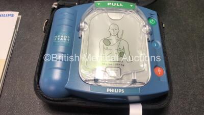 Philips Heartstart HS1 Defibrillators with Philips Ref M5070A Battery *Install Date - 11-2026* and Philips M5071A Smart Pads Cartridge *Use By Date- 07-2023* (Powers Up and Boxed in Excellent Condition) - 2