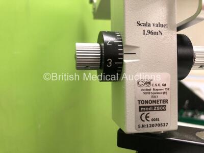 CSO SL980-5X Slit Lamp with 1 x CSO Mod Z800 Tonometer Attachment (Unable to Test Due to No Power Supply) *SN 11020176, 12070537* - 4