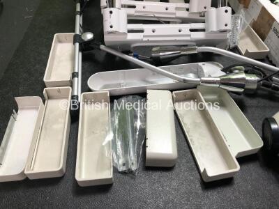 Ophthalmic Job Lot Including 2 x Wall Mounted Arms, 5 x Slit Lamp Chin Rests, 1 x Nidek Controller, 1 x Eye Piece Attachment , 2 x Light Arms and Approximately 12 x Chin Rest Rail Protectors *16094, 04040004* - 2