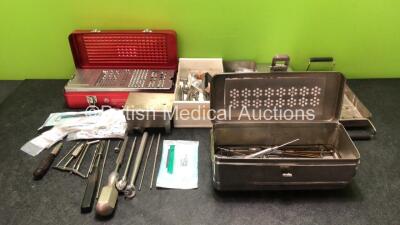 Job Lot of Surgical Instruments Including Bone Screws, Screw and Hip Instruments