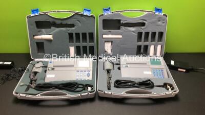 2 x Micro Medical Microlab Spirometers in Cases with Accessories (Both Power Up)