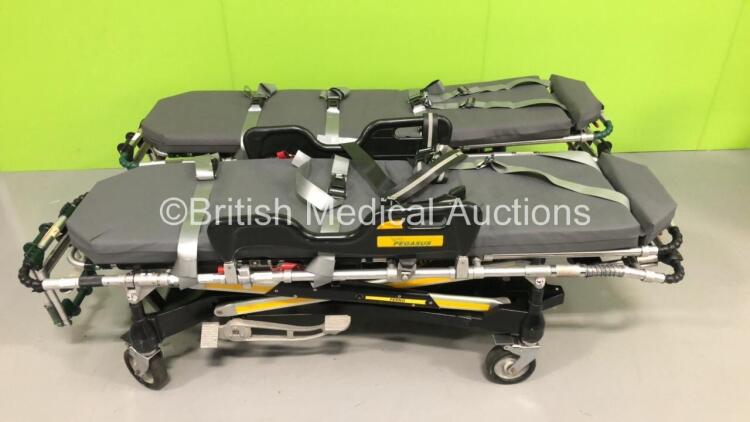 2 x Ferno Pegasus Ambulance Stretchers with Mattresses (Hydraulics Tested Working) *S/N PEG4608 / PEG3634*