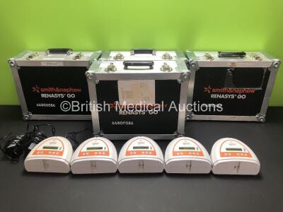 5 x Smith&Nephew Renasys Go Negative Pressure Wound Therapy Units with 2 x Power Supplies and 4 x Cases (All Power Up) *KGUA120630 - khbc140966 - khbe150634 - khbd140038*