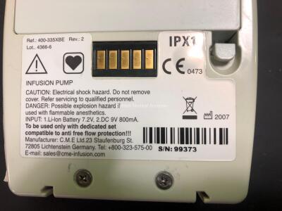 6 x CME McKinley Bodyguard 575 Infusion Pumps with 6 x Bases, 5 x Finger Controls and 6 x Boxes (All Power Up) - 8