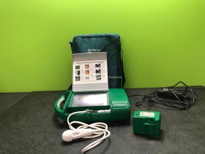 Bardscan II Bladder Scanner Unit with 1 x AC Power Supply, 1 x 3.5/5.0 Mhz Transducer / Probe, 2 x Batteries in Carry Bag (Powers Up with Broken Panel Catch-See Photograph)