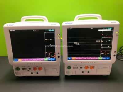 2 x Fukuda Denshi DS-7200 Patient Monitors Including Microstream CO2, ECG/RESP, SpO2, NIBP, BP1, BP2, Temp 1, Temp 2 and Printer Options *Mfd 2013 - 2012* (Both Power Up)