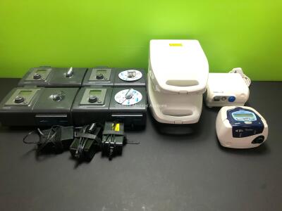 Job Lot Including 4 x Philips Respironics REMstar Pro C-Flex+ System One CPAP Units with 4 x System One Humidifiers and 3 x Power Supplies, 1 x ResMed S8 Escape II, 1 x Omron CompAIR and 2 x Respironics Nebulisers