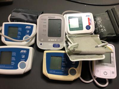 Mixed Lot Including 2 x Olympus Footswitches (Damage to 1 x Cable - See Photo) 3 x Huntleigh Dopplers, 6 x BP Monitors, 7 x BP Cuffs and 1 x Biegler Medizinelektronik BW 585 - 6