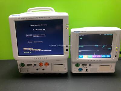 1 x Fukuda Denshi DS-7200 Patient Monitor Including Microstream CO2, ECG/RESP, SpO2, NIBP, BP1, BP2, Temp 1, Temp 2 and Printer Option and 1 x Fukuda Denshi DS-7100 Monitor Including ECG Resp, SpO2, NIBP, BP, Temp and Printer Options (Both Power Up with 