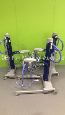 3 x Arjo Maxi Move Electric Patient Hoists with Batteries and Controllers (All Power Up)