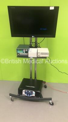 Monitor Stand with LG Flatron Monitor, datavideo DVD Recorder, Sony DXC-C33P 3CCD Colour Video Camera Unit and Applied Medical Voyant Electrosurgical System (All Power Up)