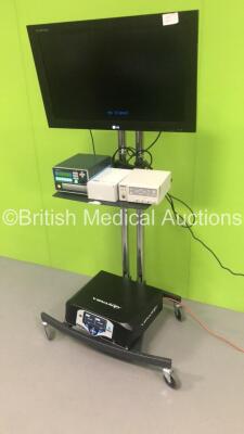 Monitor Stand with LG Flatron Monitor, datavideo DVD Recorder, Sony DXC-C33P 3CCD Colour Video Camera Unit and Applied Medical Voyant Electrosurgical System (All Power Up) - 5