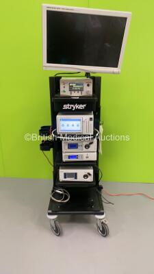 Stryker Stack System Including Stryker Vision Elect HDTV Surgical Viewing Monitor (Powers Up with Blank Screen), 1 x Stryker 40L High Flow Insufflator, Stryker SDC Ultra HD Information Management System, Stryker X8000 Light Source, Stryker 1188HD High Def