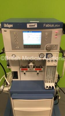 Drager Fabius Plus Anaesthesia Machine Software Version 3.20 - Total Hours Run 4029 - Total Ventilator Hours 72 with Hoses (Powers Up) *S/N ARZA0001* **Mfd 2008** - 4