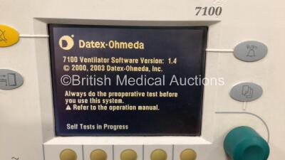 Datex-Ohmeda Aestiva/5 7100 Series Anaesthesia Machine *Software Version - 1.4* with Absorber, Bellows and Hoses (Powers Up) *GL* - 2